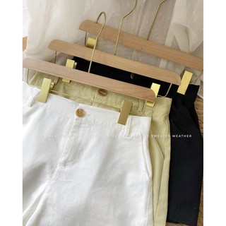 Quần short thô cạp cao basic