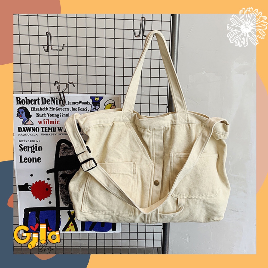 Túi tote/ đeo chéo vải canvas trendy hình túi quần