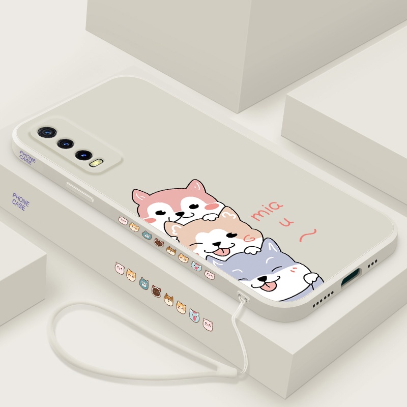 Ốp Điện Thoại Silicon Mềm Hình Hoạt Hình Dễ Thương Có Dây Đeo Cho Vivo y20i y20s y12s y1s y20