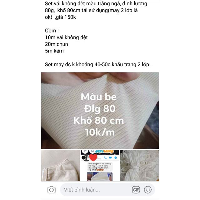 Set vải không dệt trắng ngà