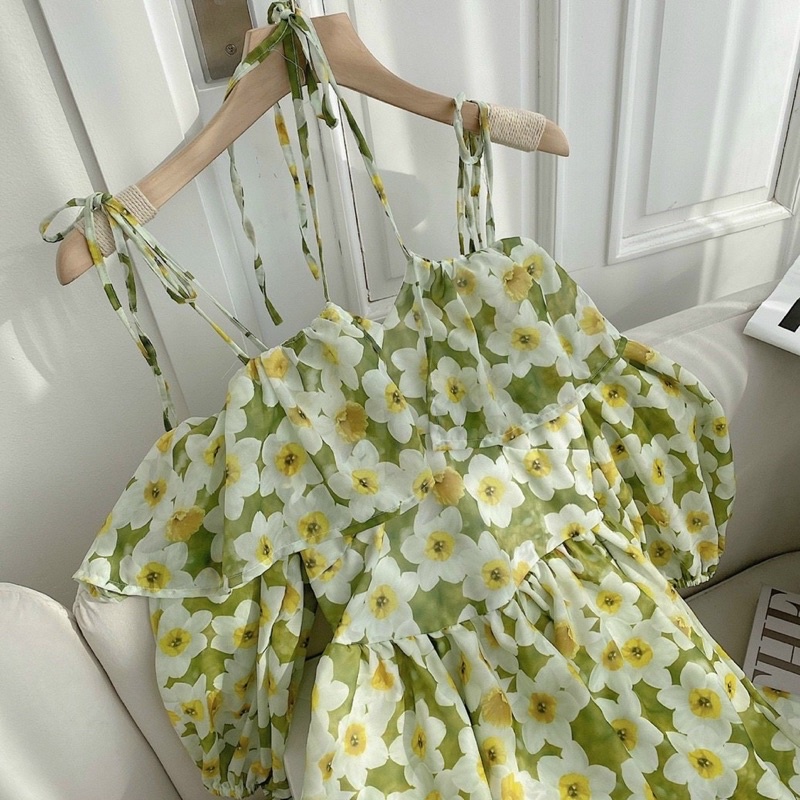 ĐẦM HOA VÀNG BÈO  RỚT VAI✨ ( có sẵn ) | BigBuy360 - bigbuy360.vn