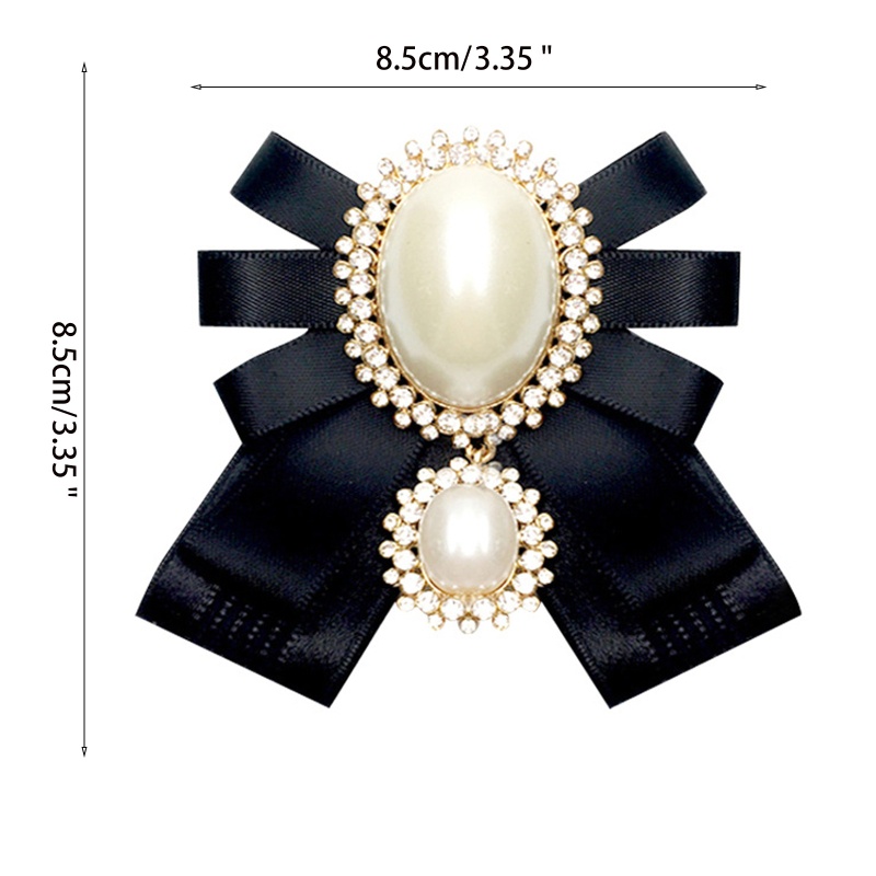 Ghim cài áo hình nơ đính ngọc trai giả phong cách Hàn Quốc cho nữ