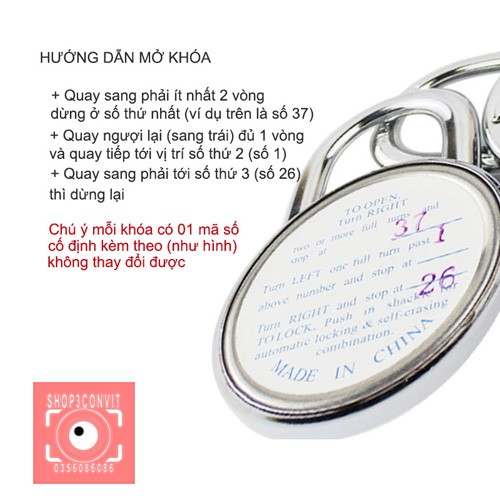 Khóa số dạng núm xoay tròn loại nhỏ 3 số