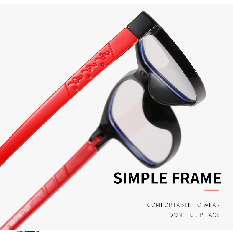 Kính Mắt Chống Bức Xạ Thiết Kế Gọng Vuông Kiểu Hàn Tròng Kính Thay Được Cho Trẻ Em 5-13 Tuổi Đeo Khi Dùng Máy Vi Tính