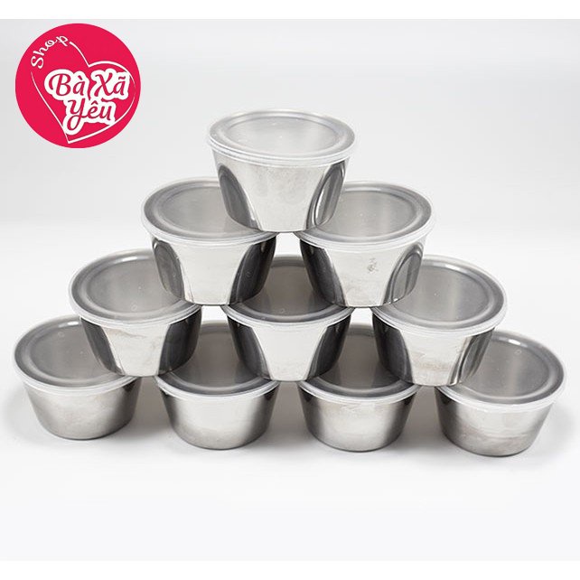 Bộ 20 Khuôn Làm Bánh Flan Inox 304 Có Nắp Nhựa - BX3569
