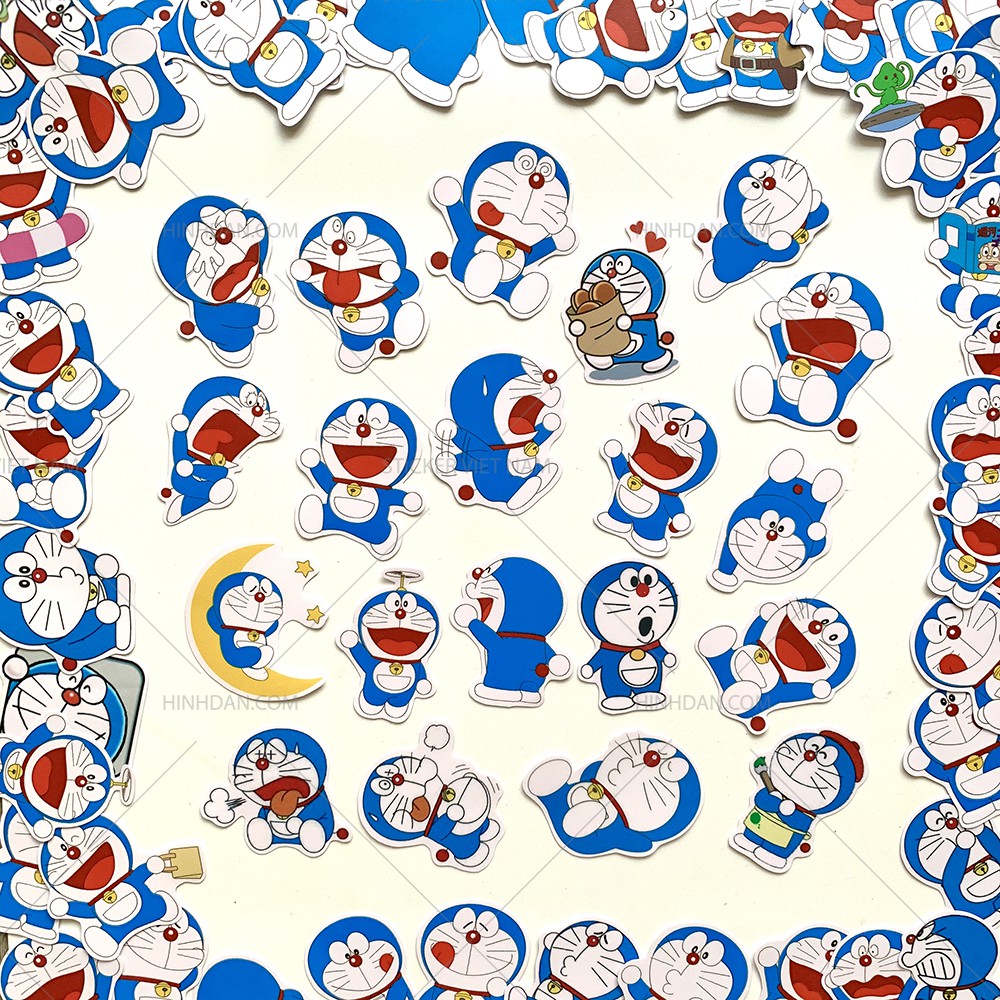 100 Sticker DORAEMON dán chống nước, dán nón bảo hiểm, dán va li, dán tường