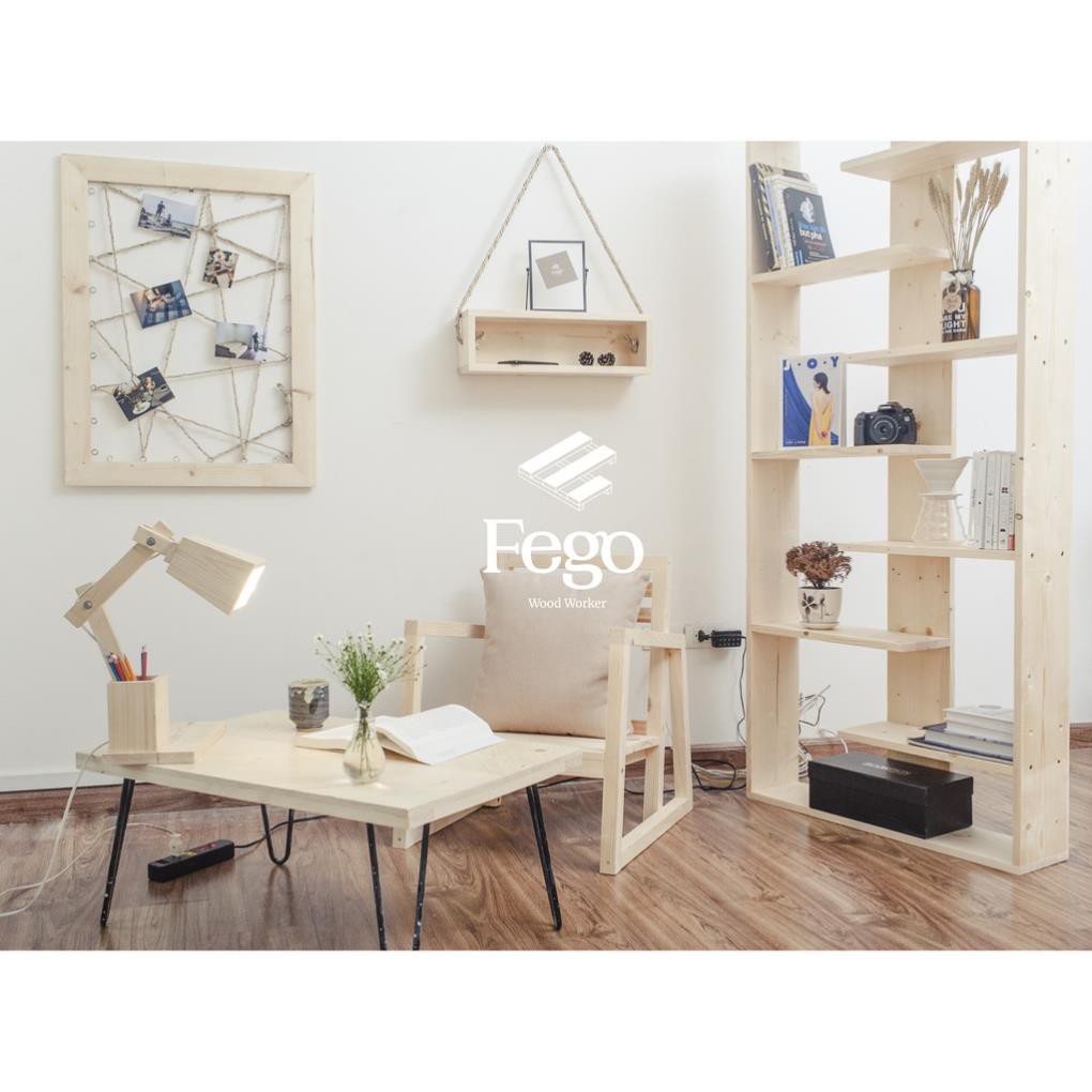 (Giá Xưởng) [FREESHIP HN] Giá sách gỗ 5 tầng / kệ để trang trí phòng khách, trưng bày FEGO0023