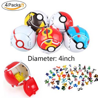 4PCS Pokemon Throw Pop PokeBall Cosplay Pop-up Elf Go Fighting Poke Ball Toy