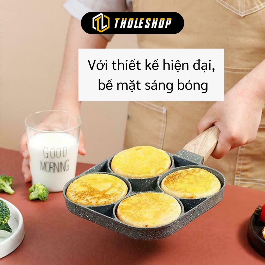 Chảo Làm Bánh - Khuôn Chảo Đá Chống Dính 4 Ngăn Chiên Trứng, Làm Đế Bánh Hamburger 9732