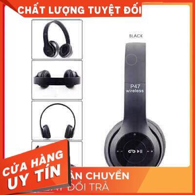 Tai nghe Bluetooth Chụp Tai P47 Âm Bass Mạnh Pin Trâu Kiểu Dáng Sang Trọng Dùng Nghe Nhạc Hoặc Học Online