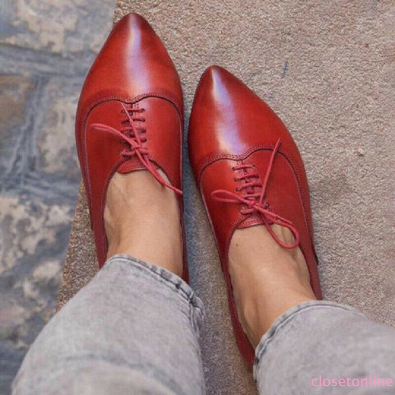 Giày nữ mũi nhọn thắt dây phong cách vintage xinh xắn | BigBuy360 - bigbuy360.vn