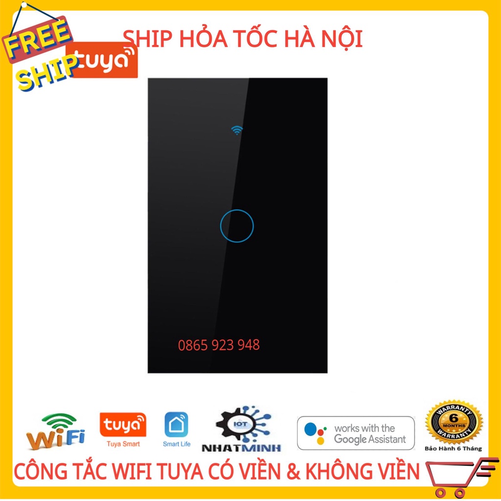[bh 6 tháng]CÔNG TẮC WIFI CÓ RF433 TUYA 4 NÚT CẢM ỨNG HÌNH CHỮ NHẬT