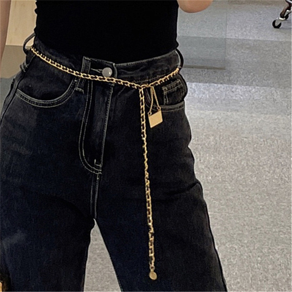 Thắt Lưng Dây Xích Phối Khóa Kim Loại Mỏng Kiểu Pháp Thời Trang Cho Nữ