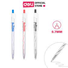 Sale Bút bi mực xanh dầu đầu bấm Deli - ngòi 0.7mm - EQ24