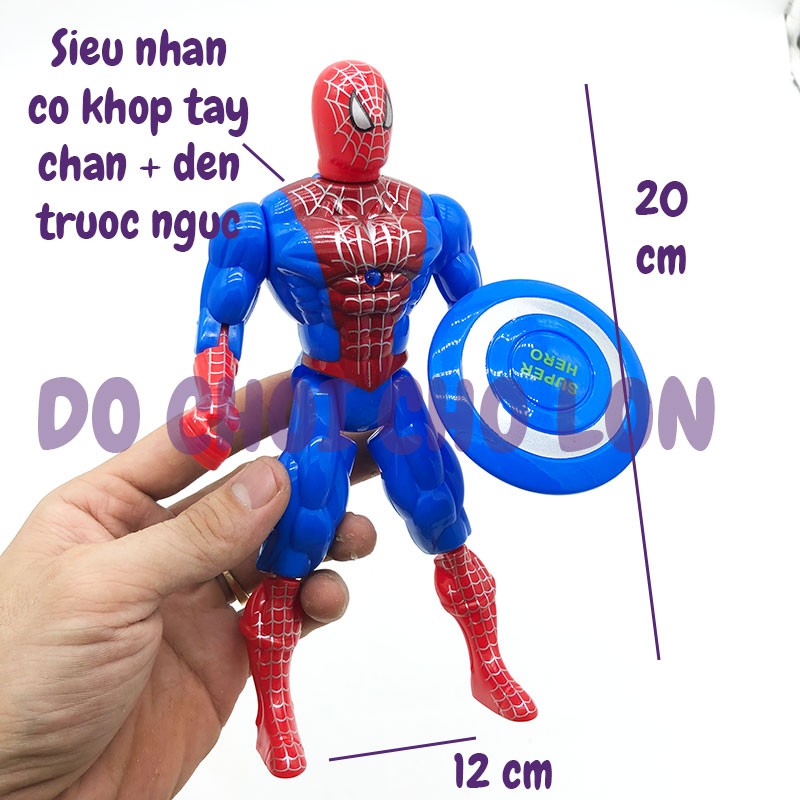 Vỉ đồ chơi mô hình Người Nhện Spider Man + Khiên bằng nhựa có đèn JH475Z