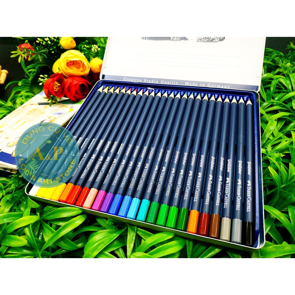 [Lộc'sArtStore] Chì màu khô Faber Castell 12, 24, 36, 48 Màu Hộp Thiếc