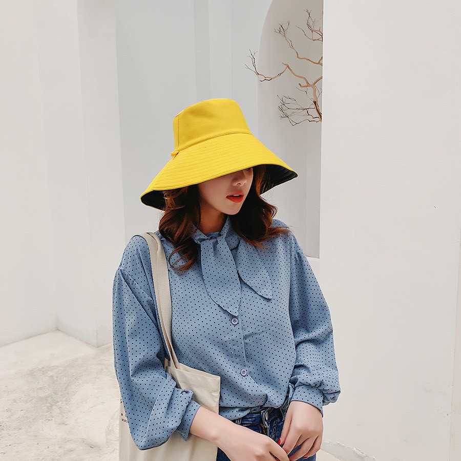 Mũ bucket đi biển rộng vành 2 nặt siêu xinh dành cho nữ MD04