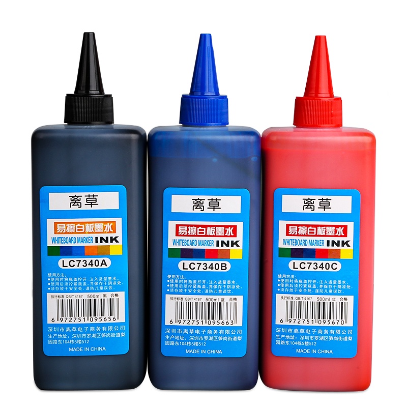 500ml Mực bút lông bảng trắng Mực viết bảng tẩy được Mực nạp lại bút đánh dấu bảng trắng có thể xoá trên bút dạ viết bảng trắng
