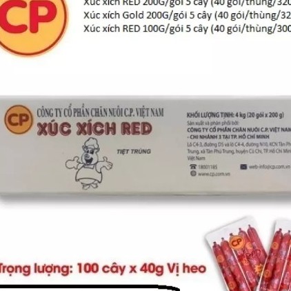 Thùng 20 Gói Xúc Xích Tiệt Trùng Red CP Gói 5 Cây x 40g[ HSD 4 THÁNG]