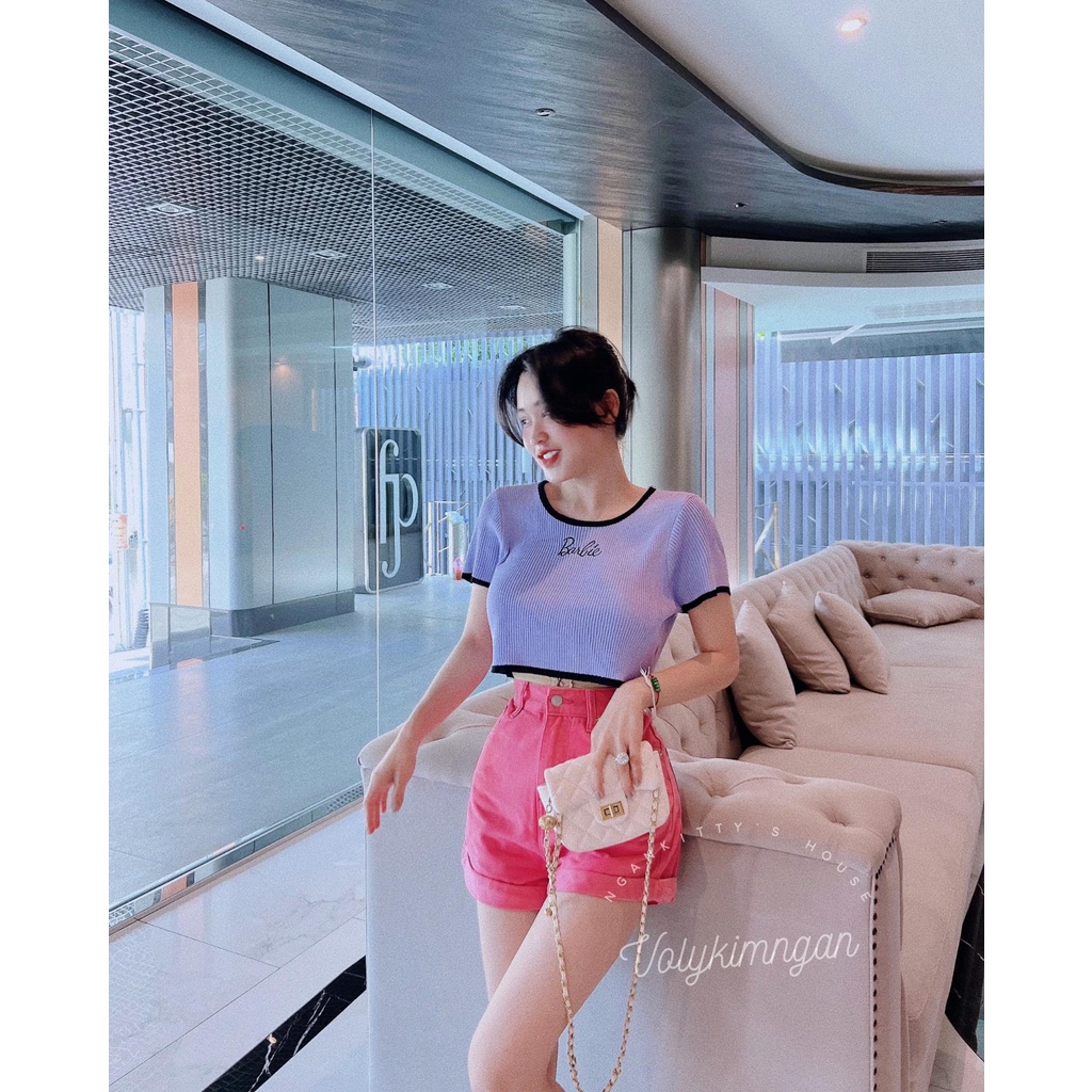 Áo croptop barbie viền TL