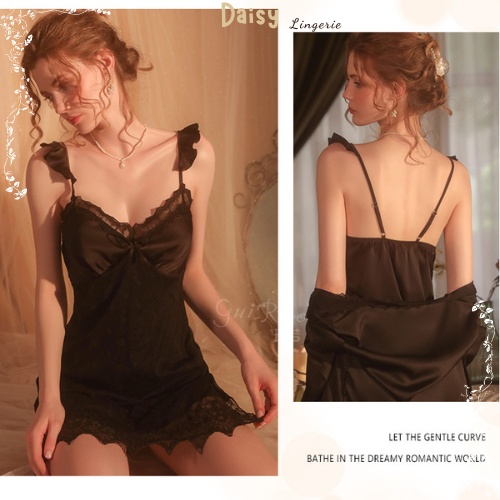 [Hỏa Tốc, Bảo Mật] Váy Ngủ Sexy Gợi Cảm Đầm Ngủ Lụa 2 Dây Phối Ren 2 Lớp Cao Cấp - Mã VN022