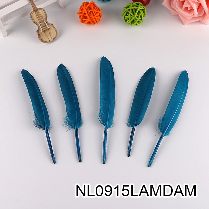 5 lông vũ xanh 10-20cm nguyên liêu làm điểm thúy làm trâm làm trang sức cổ trang