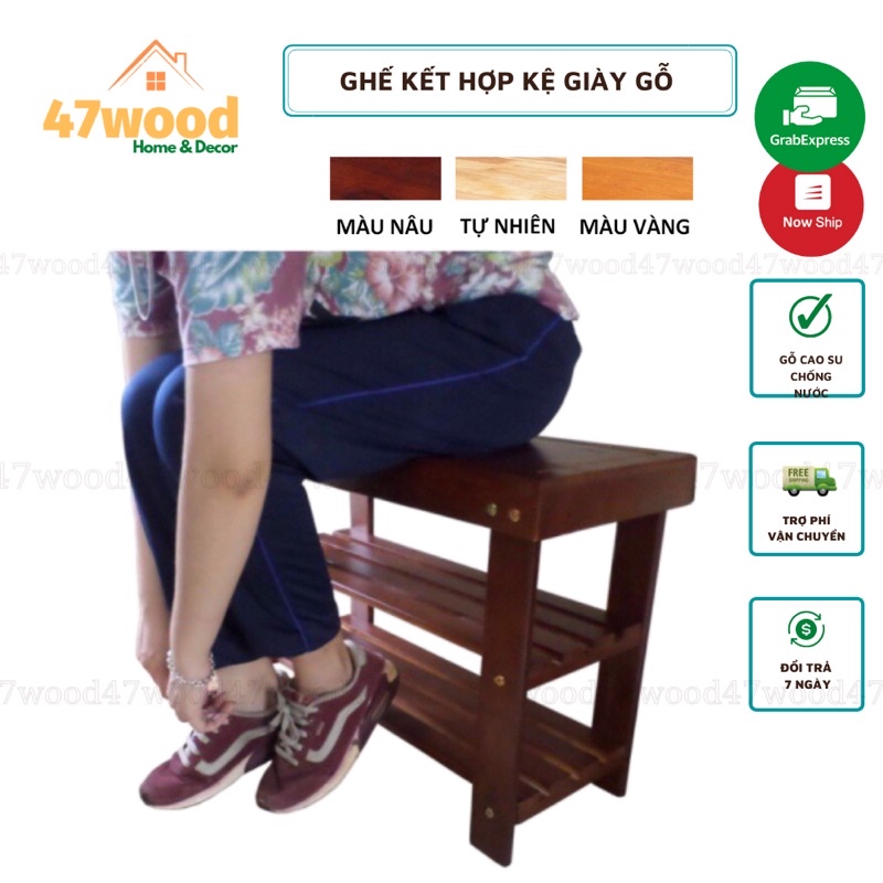 Ghế ngồi kết hợp kệ dép 47wood -  Ghế để hành lang