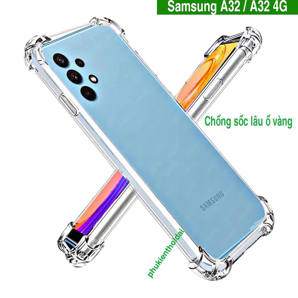 Ốp lưng silicon dẻo Samsung A32 / A32 4G trong suốt lồi 4 góc chống sốc siêu bền cao cấp