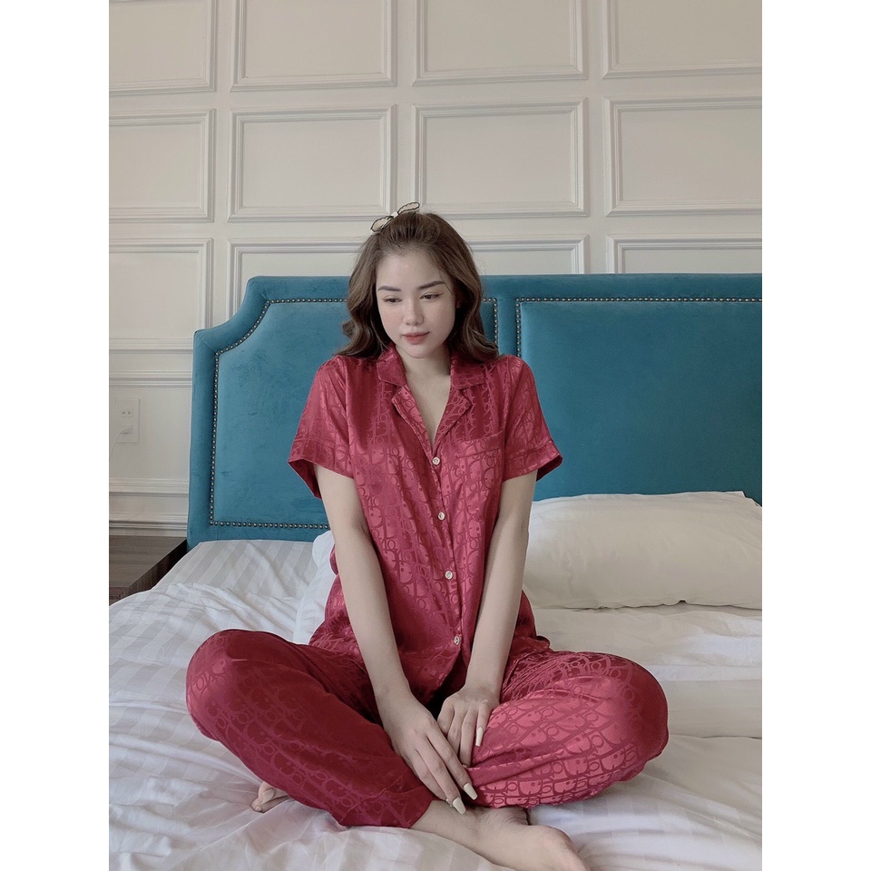 [Mã 44FASHIONSALE1 giảm 10K đơn 50K] Bộ Pijama Cao Cấp Chất Lụa Gấm Tay cộc - Quần Dài