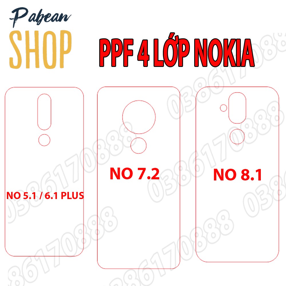 Dán lưng PPF 4 lớp chống va đập cho NOKIA 5.1 / 6.1 PLUS , NO 7.2 / 8.1