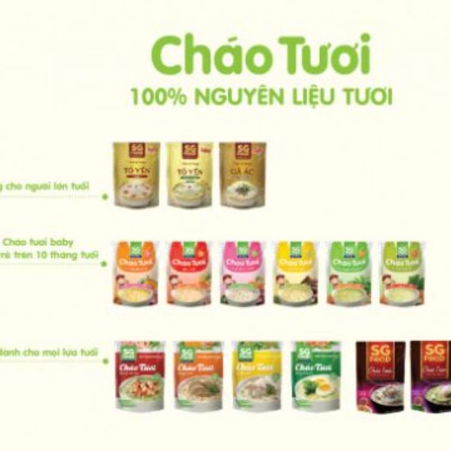 Combo 17 gói với đủ 17 loại cháo tươi SG food