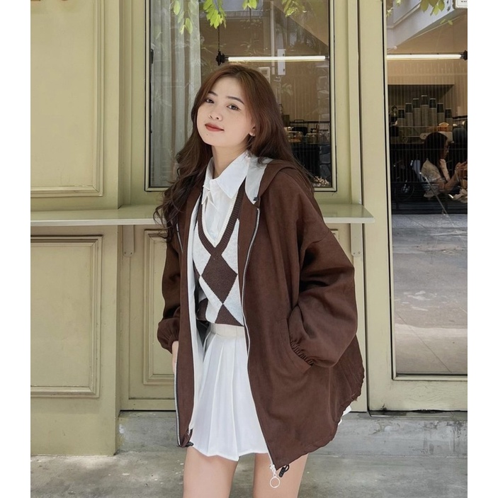 ÁO KHOÁC NHUNG LÌ LÓT BÔNG DÀY GẦN 1KG ULZZANG ( kèm ảnh thật + vìeo shop quay )