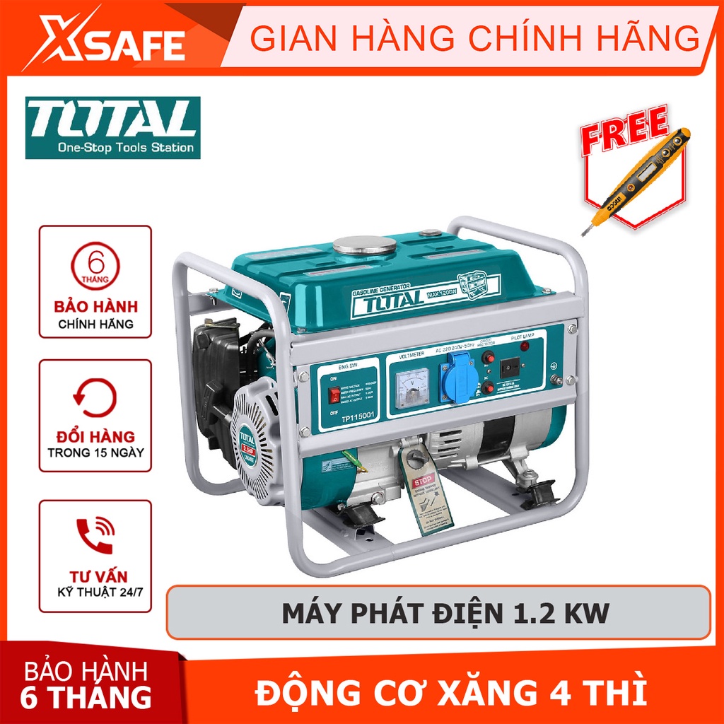 Máy phát điện chạy xăng TOTAL TP115001 động cơ phát điện dùng xăng 220-240V/50hz , Công suất tối đa 1.2 KW