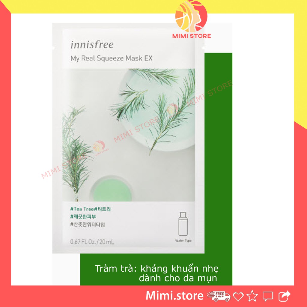 Mặt nạ giấy Innis.free My Real Squeeze Mask EX dưỡng da, làm sáng da, căng mềm - Mimi.store | BigBuy360 - bigbuy360.vn