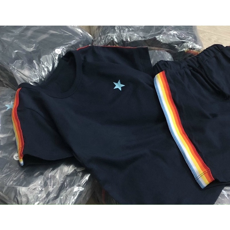 Bộ cộc tay ngôi sao tím than cho bé trai size từ 10-24 cân