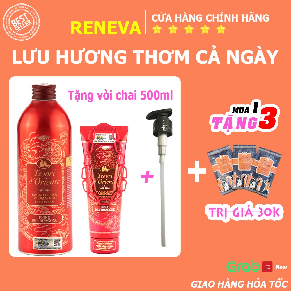 Sữa Tắm Nước Hoa Tesori Thanh Long 🎁FREESHIP🎁 Sữa Tắm Cho Da Nhạy Cảm Giúp Cân Bằng pH, Thơm Lâu (500ml) RENEVA