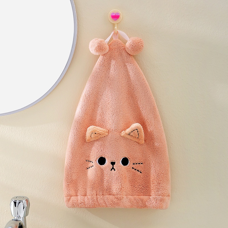 PVN50663 Khăn quấn tóc, mũ trùm đầu thấm nước làm khô tóc hình con mèo Giá Rẻ