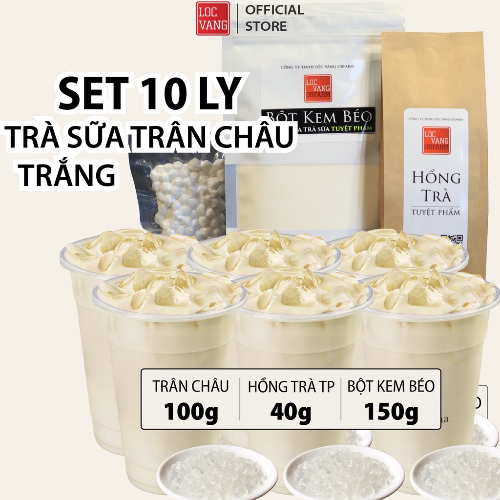 Trà Sữa Trân Châu Trắng SET 10 LY TUYỆT PHẨM Nguyên Liệu Làm Trà Sữa Tự Pha Hồng Trà Đường Đen