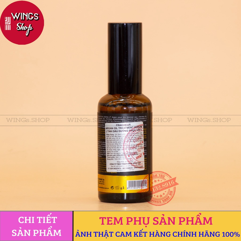 Tinh dầu dưỡng tóc phục hồi chuyên sâu Fraicheur Argan Oil Treatment Serum đủ size 15ML-50ML-100ML | Wings Shop