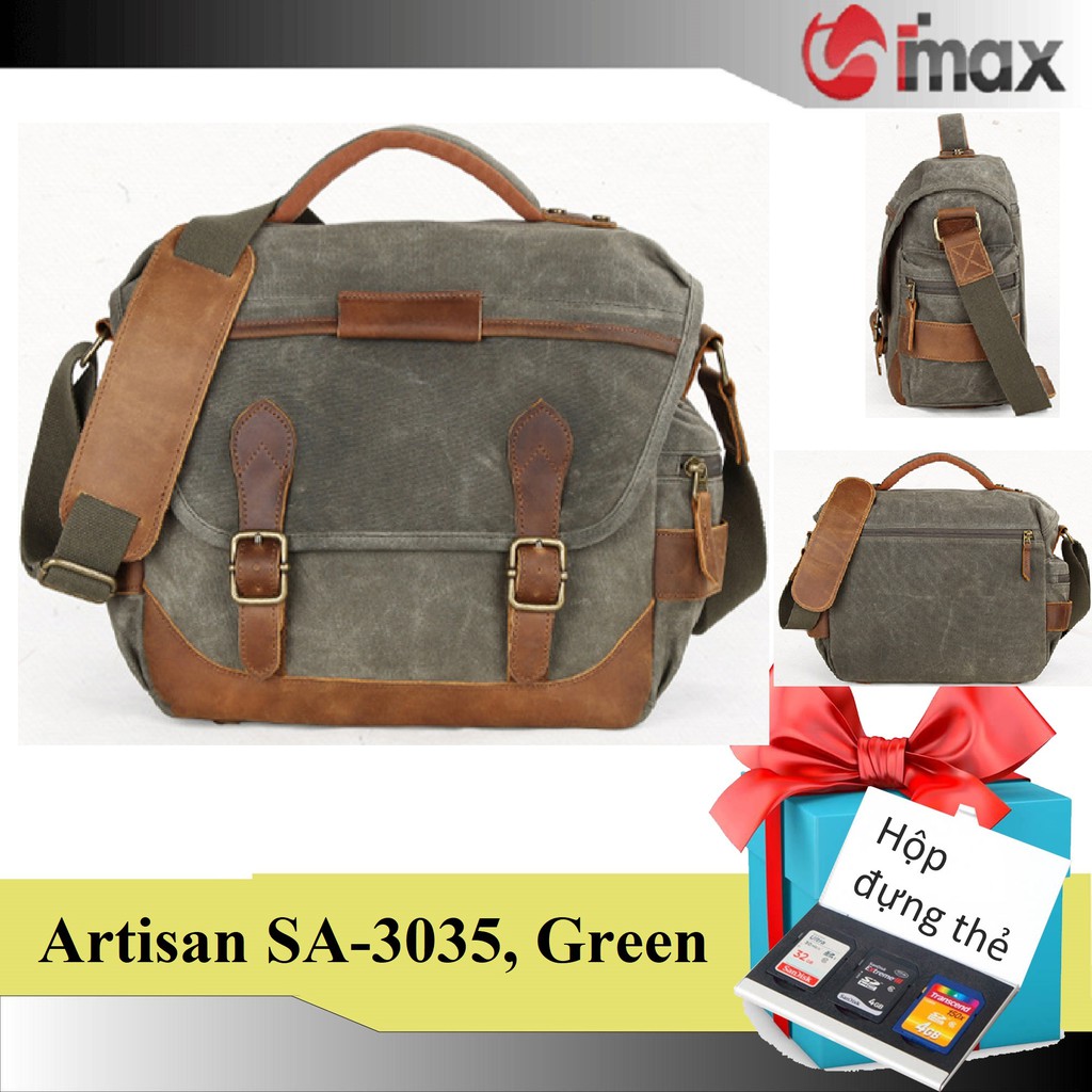 Túi máy ảnh đeo chéo Artisan SA-3035, 3 màu, Tặng hộp đựng thẻ nhớ