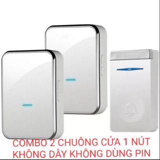 COMBO Chuông cửa không dây đôi với nút nhấn không PIN cao cấp