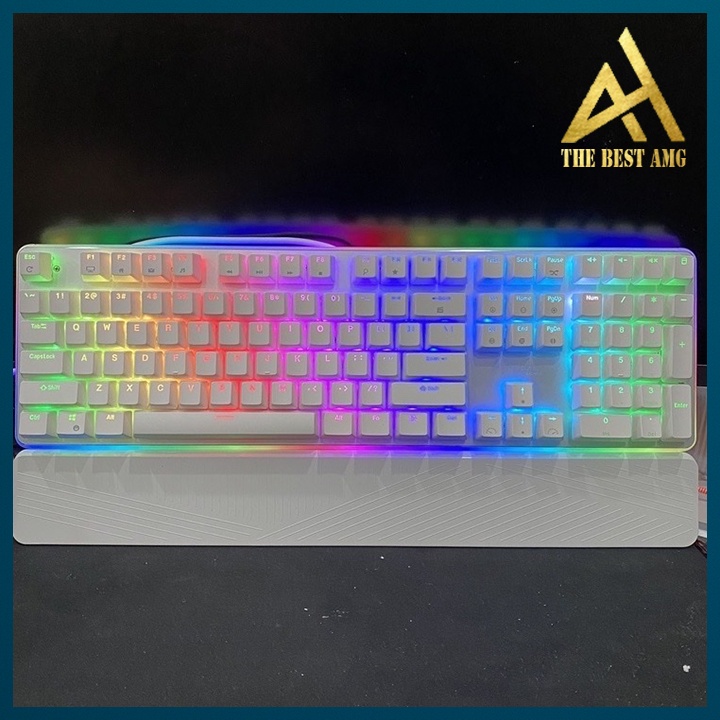 Bàn Phím Máy Tính Gaming Đèn Led RGB Royal Kludge RK918 Màu Trắng Bàn Phím Cơ Có Dây Kèm Kê Tay
