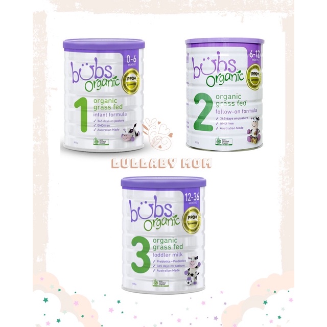 sữa bột Bubs Organic Úc đủ số cho bé 800g