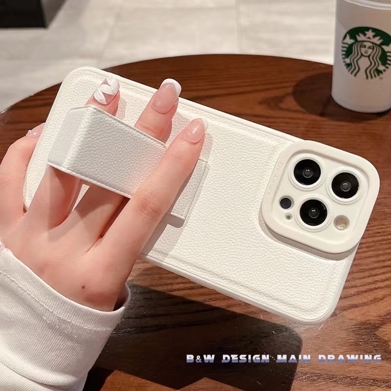 Ốp Điện Thoại Da Mềm Chống Sốc Có Quai Đeo Cổ Tay Gấp Gọn Đơn Giản Sang Trọng Cho iPhone 13 12 11 Pro MAX X XS MAX XR 7Plus 8Plus 3D
