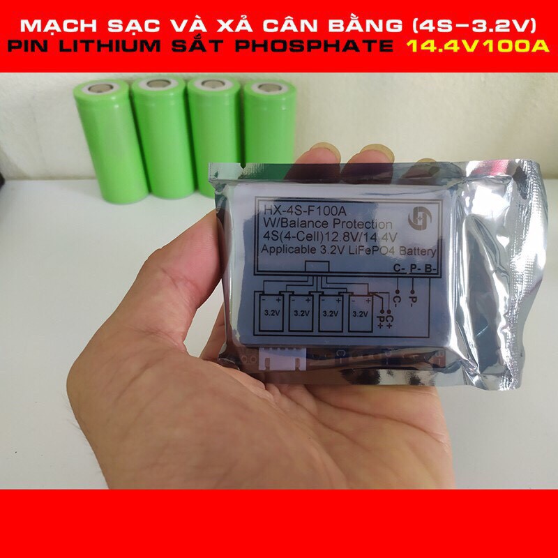 Mạch sạc xả bảo vệ Pin lithium phosphate 3.2V 4 cell 100A Tự cân bằng