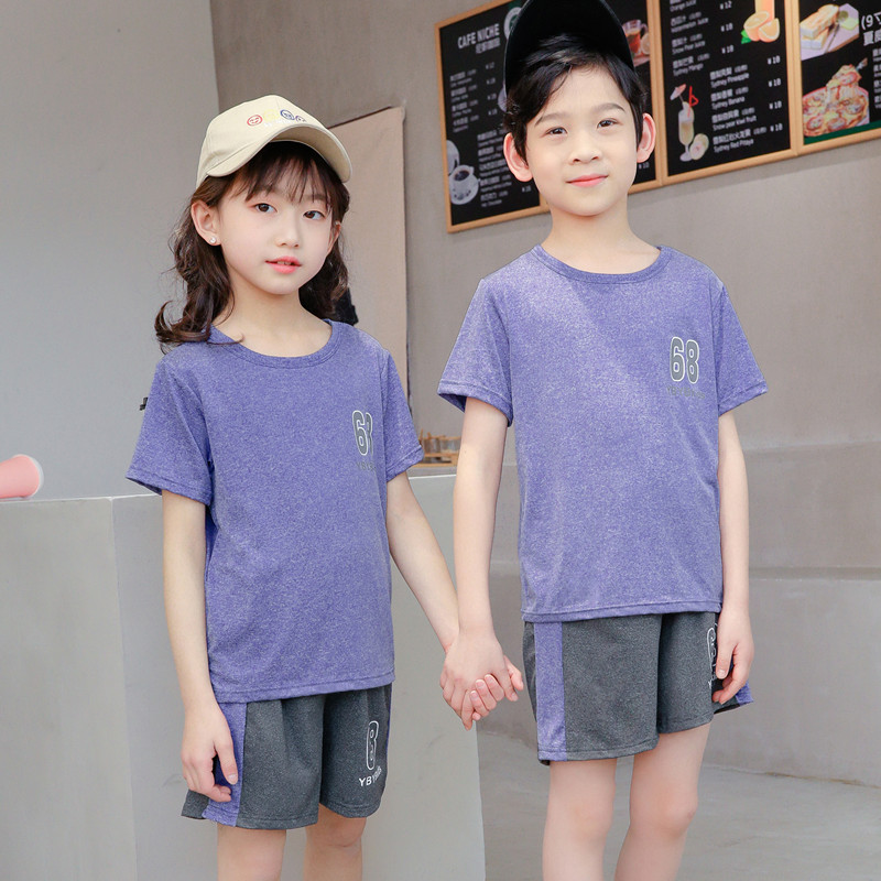 Bộ Đồ Thể Thao Áo Thun Tay Ngắn Phối Quần Short Nhanh Khô Thời Trang Mùa Hè Cho Bé