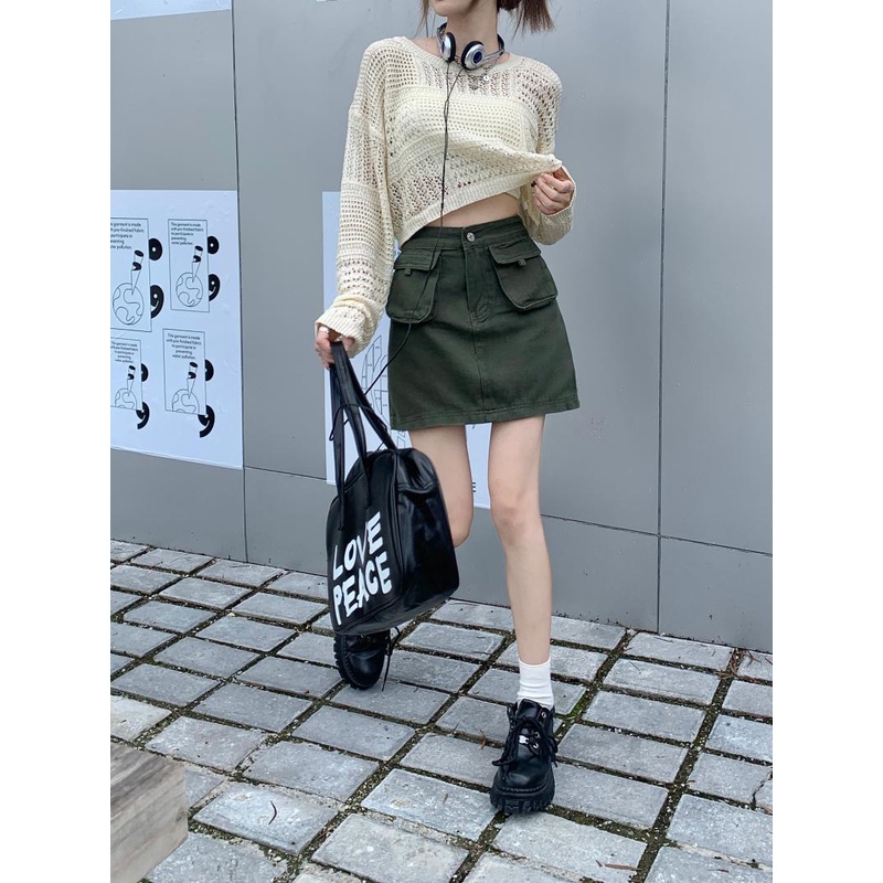 Xiaozhainv Bộ Áo Dệt Kim Dáng Rộng + Chân Váy Ngắn Kiểu retro Hàn Quốc Dễ Thương Cho Nữ