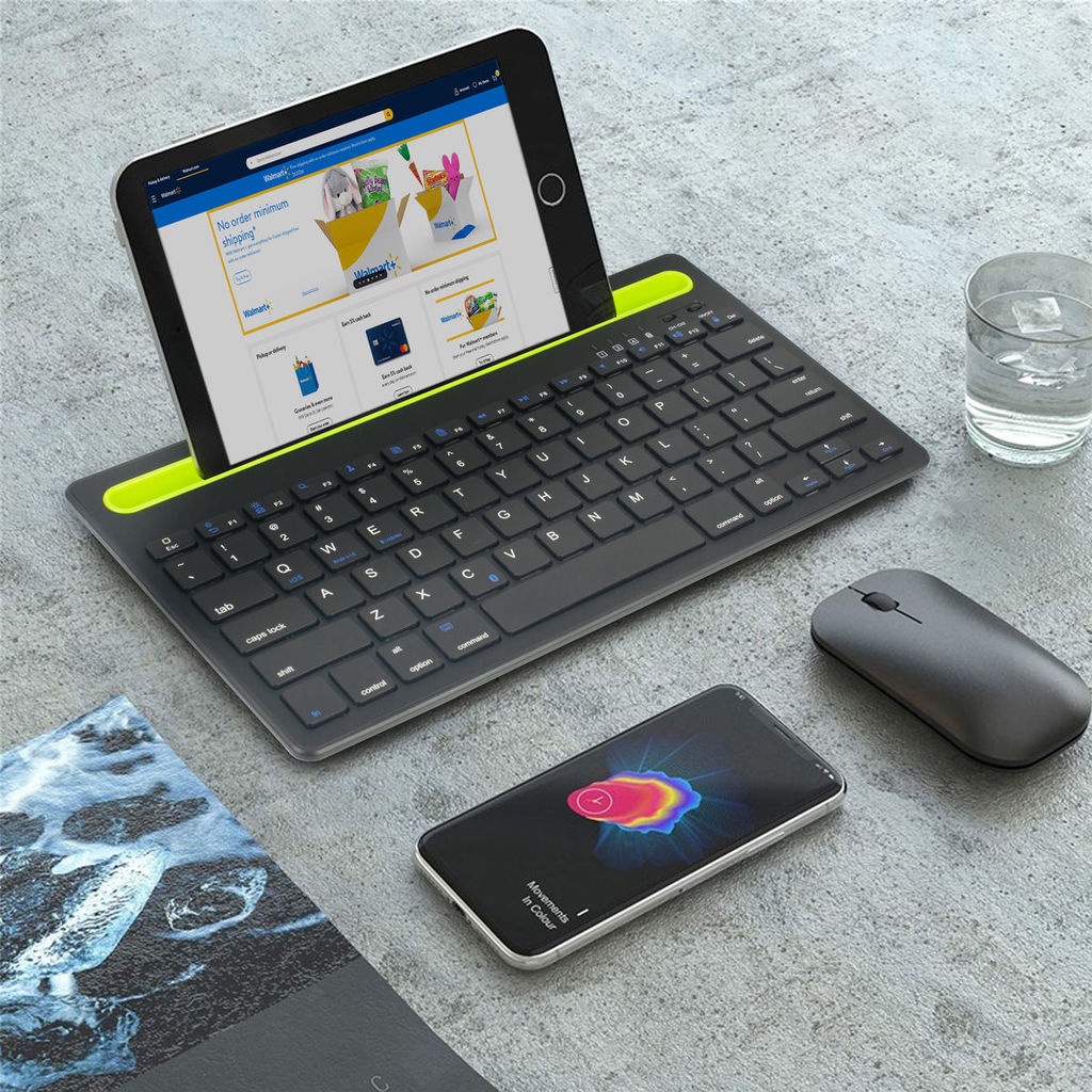Bàn Phím Bluetooth Không Dây 2 Kênh Kèm Giá Đỡ Tiện Dụng
