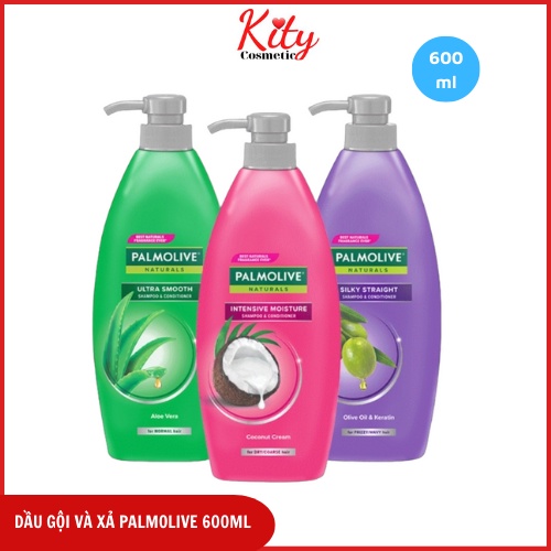 Dầu gội kèm dầu xả  2 in 1 Palmolive Suôn mượt & Óng ả 600ML chiết xuất thiên nhiên