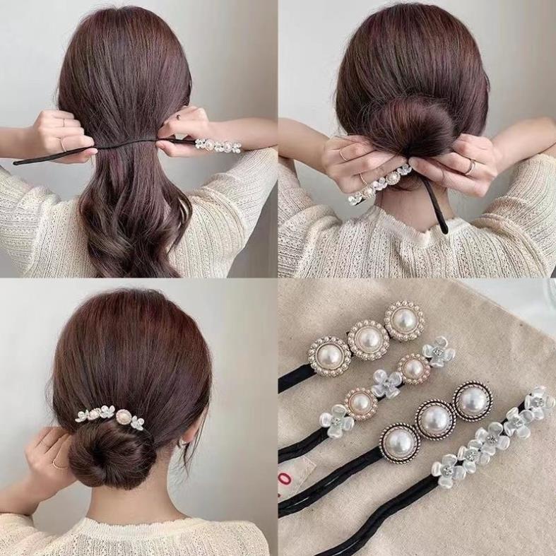 [Giá sỉ] Kẹp Búi Tóc Uốn Dẻo Đính Đá Phong Cách Hàn